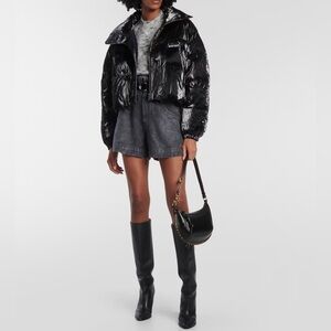 Isabel Marant Étoile Telia Nylon Cropped Puffer Jacket, Black, size FR 38